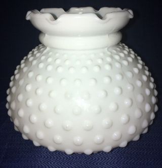 Old Vintage White Milk Glass Hobnail Hurricane Lamp Shade 1 1/2 " Fitter