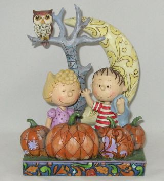 Jim Shore Peanuts Figurine " Linus & Sally Waiting For The Great Pumpkin " No Box