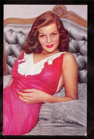 C1945 Actress Rita Hayworth Glamour Movie Candid Color Postcard
