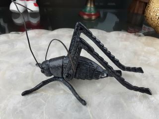 Vintage Cast Metal Iron Articulated Grasshopper With Antennas Feelers 5½ " By 3 "