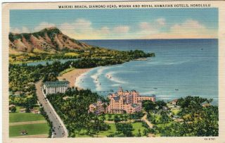 Waikiki Beach,  Diamond Head,  Moana And Royal Hawaiian Hotels,  Honolulu