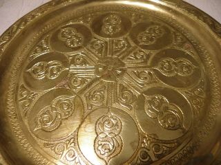 Ornate brass middle eastern tray marked 2
