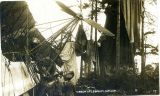 Farnborough - Wreck Of Lebaudy Airship 1911 - Old Real Photo Postcard 2
