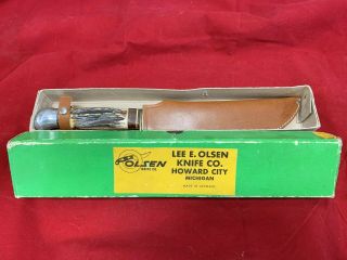 Vntage Olsen Knife Co 2700 8 " Buf,  Buffalo Skinner Knife,  Solingen,  Germany