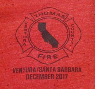 Thomas Fire Ojai Ventura Santa Barbara 2017 Fire Department Long Sleeve Shirt 3x