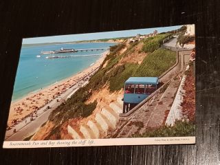 Vintage Real Photo Postcard - Bournemouth Pier And Bay Showing The Cliff Lift - Use