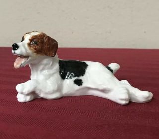 Vtg Royal Doulton Lying Panting Terrier Dog Figurine Hn 1101 Green Mark Exclnt