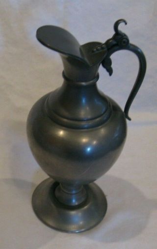 Royal Holland Pewter Pitcher With Hinged Lid Kmd Daalderop 9 Inches Tall.