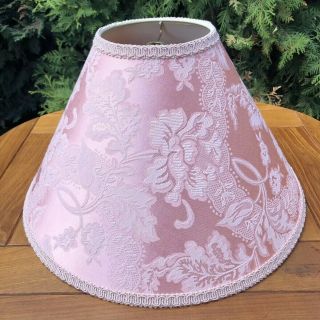 Vintage 16 " Pink Floral Embroidered Tapered Skirt Table Lamp Shade Lampshade