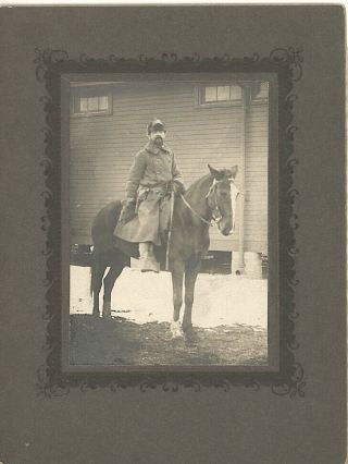 1906 Cabinet Photo Soldier Or Police Officer On Horse " On Guard Duty "