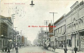 Mi,  Alpena,  Michigan,  Second Avenue,  Business Section,  1911 Pm,  Kropp No 4266