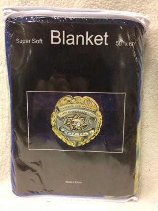 Police Law Enforcement Protect Serve Badge Blue Soft Fleece Throw Blanket