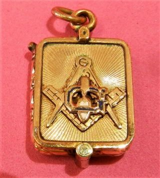 Unique Antique Gold Masonic Freemason Photo Locket,  C1900 Estate Fresh