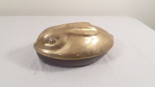 Vintage Great City Traders Wood & Brass Covered Rabbit Bowl Trinket Box