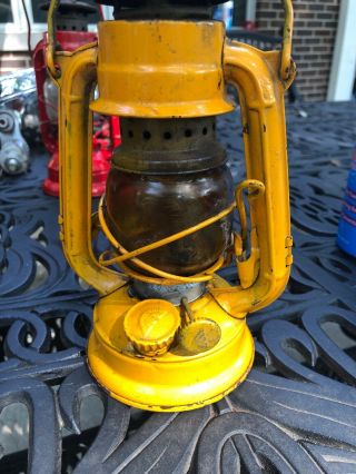 Vintage Rare Yellow 7.  5” Winged Wheel Kerosene Lantern No.  350 Post WWII Japan 5