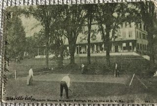 Highgate Springs,  Vt.  A 1906 B&w Card Showing Playing Tennis At Franklin House