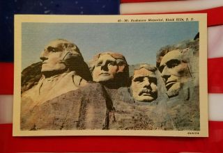 Vintage Postcard Black Hills 49 Mount Rushmore Memorial