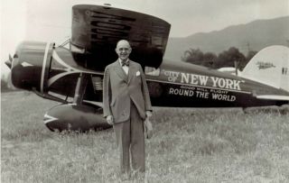 1930 Vintage Photo John Henry Mears Poses " City Of York " Fairchild Airplane