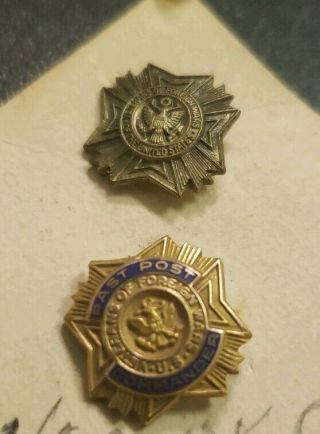 1/20 10k Gold Past Commander Veterans Of Foreign Wars Vfw Pin & Vfw Pin