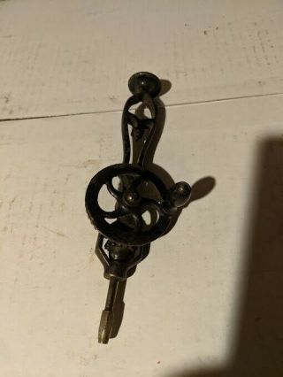 Vintage Antique Iron Hand Drill.  Unknown Maker.  Eggbeater Style.  Wooden Handle.
