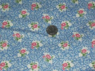Full Vintage Feedsack: Blue With Pink And White Flowers