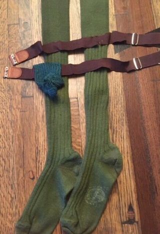 Vintage 1960s/1970s Long Green Boy Scouts Of America Uniform Socks And Garters