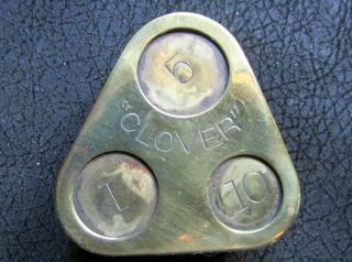 Vintage Clover Coin Holder Spring Loaded Brass Triple - 1 - 5 - 10