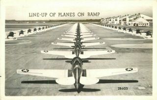 Aviation Line Up Of Planes Ramp 1940s Military Rppc Grogan Postcard 5439