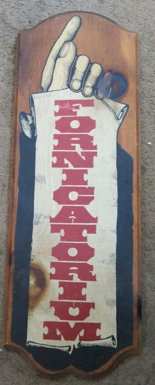 Fornicatorium Vintage 1970s Made In Usa Wood,  Hand Crafted Stars & Stripes Sign.