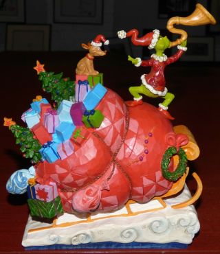 Jim Shore How The Grinch Stole Christmas Grinch On Sleigh Figurine Dr.  Suess Cib