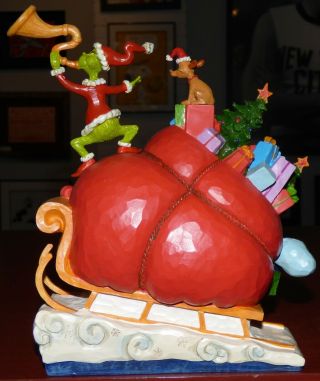 JIM SHORE HOW THE GRINCH STOLE CHRISTMAS GRINCH ON SLEIGH FIGURINE DR.  SUESS CIB 2