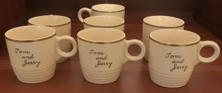 7 Tom And Jerry Ceramic Mugs With Gold Lettering And Trim