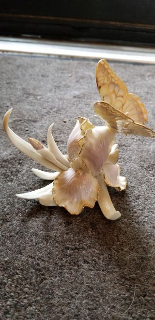 Lenox Whisper Of Spring Butterfly Iris Flower Porcelain Figurine