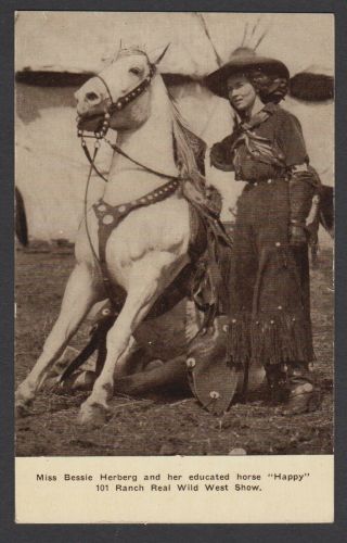 Vintage Kraus Bessie Herberg Horse Happy Postcard Oklahoma 101 Wild West Show