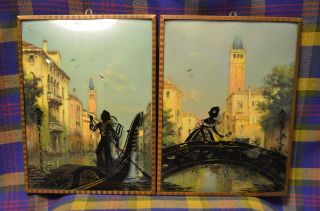 Vintage ?vienna Silhouette Pictures W/convex Glass & Metal Frames