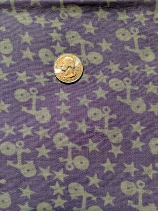 Vintage Feed Sack Lavender With Anchors And Stars Cotton Quilting Sewing Fabric