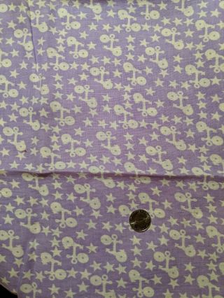 Vintage Feed Sack Lavender With Anchors and Stars Cotton Quilting Sewing Fabric 2