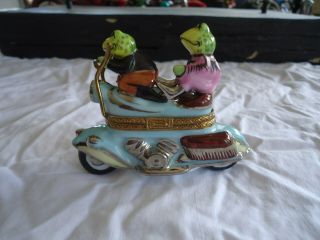 Limoges France Box Peint Main Motorcycle Frog Frogs Cute Charming Love This