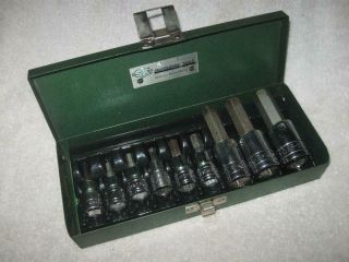 Vintage S - K Hex Bit Socket Set,  5/32 " To 5/8 " - 3/8 ",  1/2 " Drive