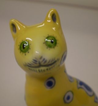 RARE 1988 Franklin Curio Cabinet Cats Yellow GALLE STYLE Cat Figurine 2