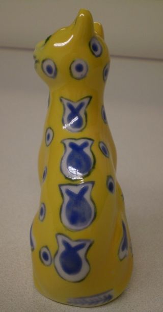 RARE 1988 Franklin Curio Cabinet Cats Yellow GALLE STYLE Cat Figurine 3