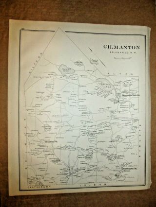 Gilmanton,  Nh. ,  Vintage Antique 1892 Map. ,  Not A Reprint.  Page - 258