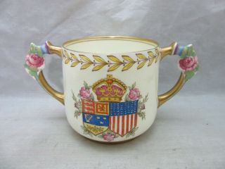 1939 Paragon Bone China Loving Cup.  Hand Painted.  Royal Visit To Canada