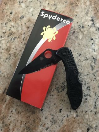 Spyderco C11psbbk Black Delica 4 Combo Edge Knife