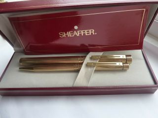 Sheaffer Targa 1005 23k Gold Plated Fountain Pen And Ballpen Box And Instrns