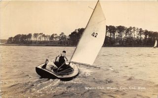 Wianno Cape Cod Massachusetts 1930 Rppc Real Photo Postcard Wianno Club Sailboat