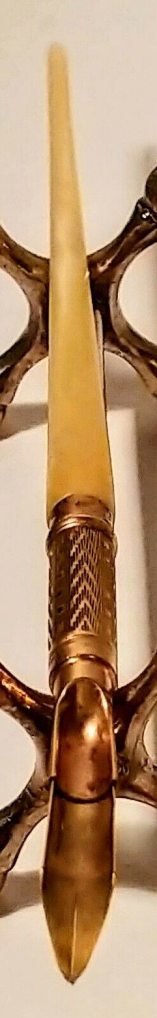 Antique Foley ' s Gold Dip Pen NYC John Foley No.  2 Mother Of Pearl Taper EAC 3