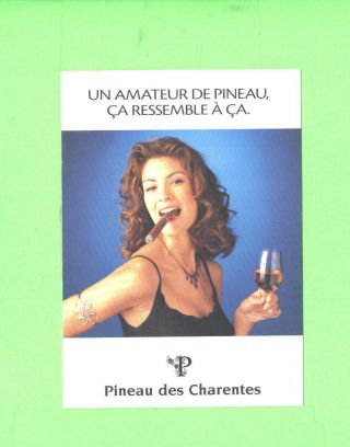 Oo Advertising Card Sexy Woman Beauty Pineau Des Charentes And Cigar