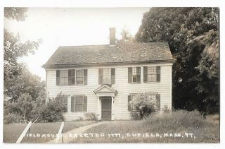 458 C1910 Rppc Real Photo Postcard Field House Built 1777 Enfield Ma Mass