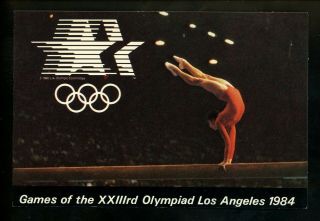 Olympics Postcard Los Angeles,  California Ca 1984 Chrome Gymnastics